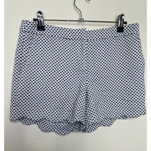 Cynthia Rowley Size 2 Dizzy Dot Shorts Scalloped Hem White Low Rise Stretch